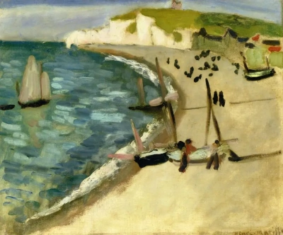 Acantilados río arriba en Etretat