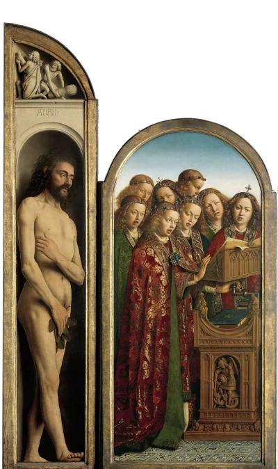 Altar de caballeros. Ala izquierda: Adán y ángeles cantantes (fragmento)