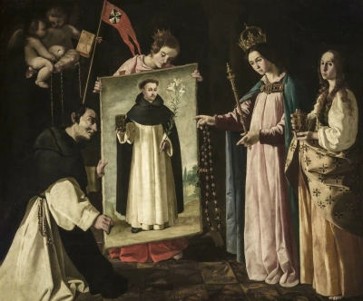 Aparición de la virgen en monje soriano.