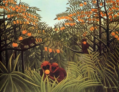 Apes in the orange grove.