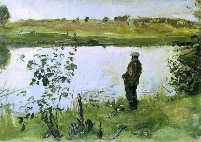 Artist K. Korovin on the river Bank.