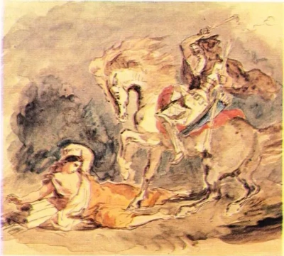 Attila pisa en Italia (boceto de frescos en Pale Bourbon)