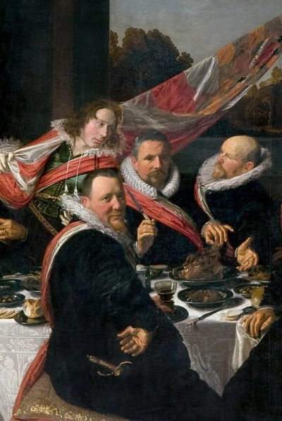 Banquete de los oficiales del Gremio de Tiro de Harlem de San Jorge. Fragmento 1.