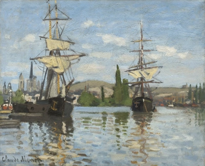 Barcos que cruzan el Sena en Ruán.
