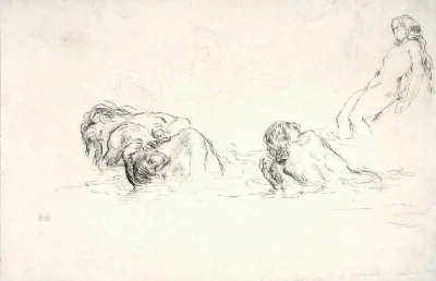 Boceto de baño de mujeres.