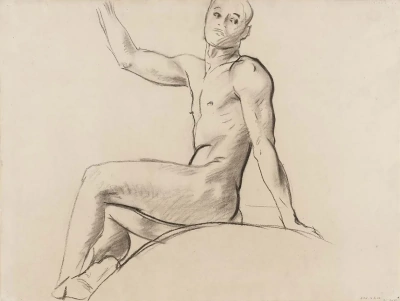 Boceto para "Prometeo". Joven sentado.