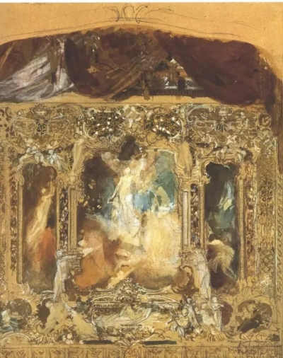 Bosquejo del telón de teatro en Reichenberg (Liberec).