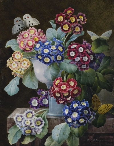 Bouquet: inflorescencias de onagra y mariposas.