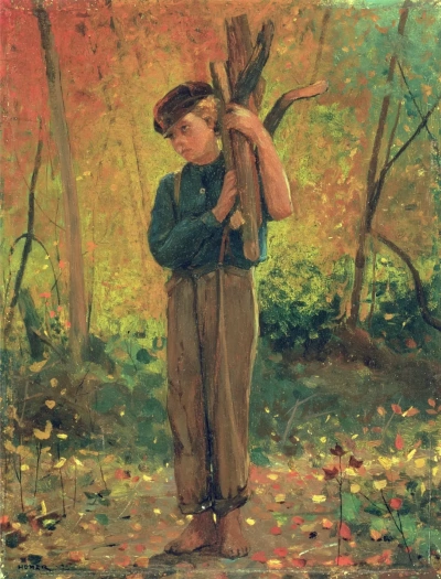 Boy Holding a Child with a Dog