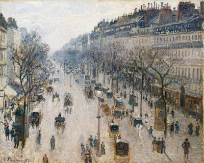 Bulevar Montmartre en la mañana de invierno