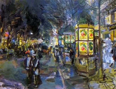 Bulevar de París por la noche.