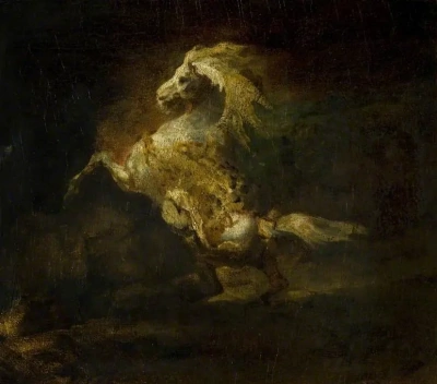 Caballo gris prancing