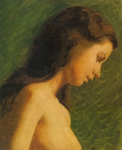 Cabeza de una joven. Boceto.