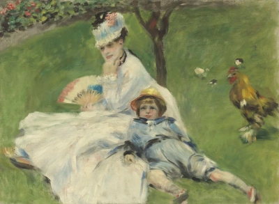 Camille Monet y su hijo Jean en el jardín de Argenteuil.