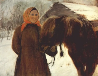 Campesina con caballo
