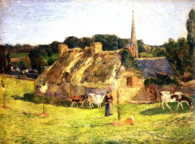 Campo de Lolichon y la iglesia en Pont-Aven