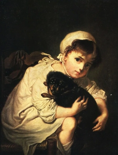 Chica con un perro. Copia del cuadro de J.-B.Greuse.