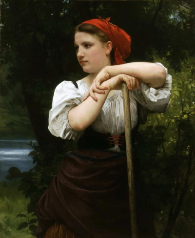 Chica en bufanda roja