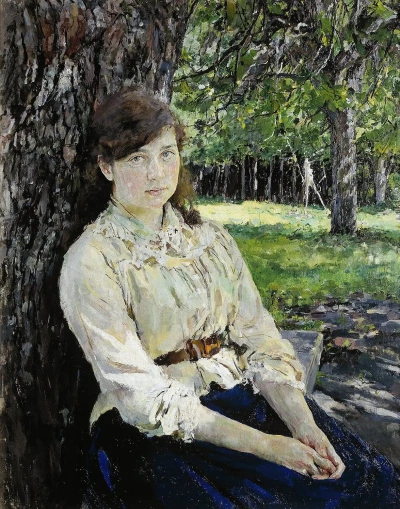 Chica iluminada por el sol. Retrato de MI Simonovich