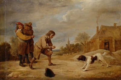 Chico de campo con un perro