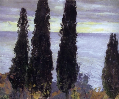 Cipreses junto al mar. Etude