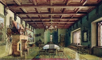 Comedor en la casa de Mamontov en Sadovo-Spasskaya