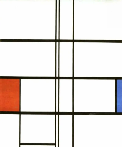 Composición con rojo y azul.