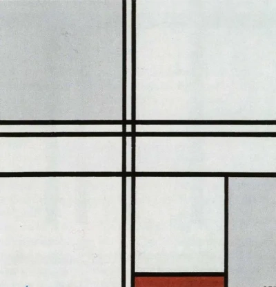 Composición con rojo y gris.