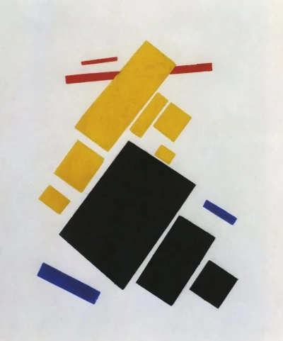 Composición suprematista: avión volando.