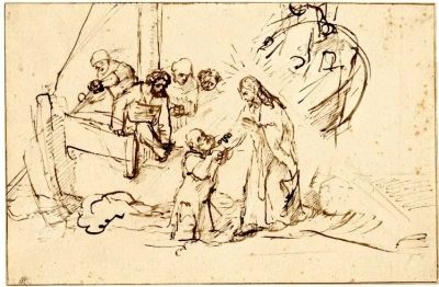 Cristo caminando sobre las olas.