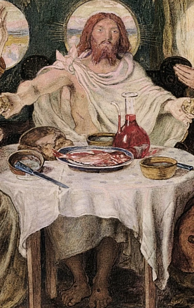 Cristo y la cena en Emaús. Fragmento