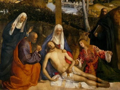 Crying over the dead Christ. Fragment