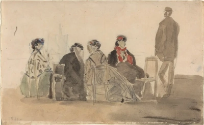Cuatro damas sentadas en Trouville