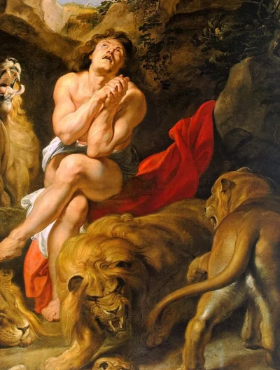 Daniel en el foso de los leones (detalle)