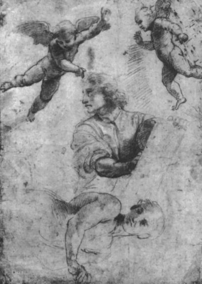 Daniel y el ángel. Boceto para los mosaicos de la Capilla Chigi.