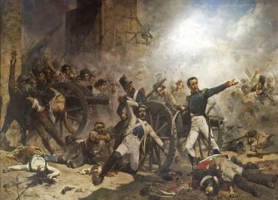 Defensa de la artillería de la batería de Monteleon.