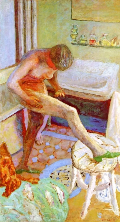 Desnudo con zapatillas verdes