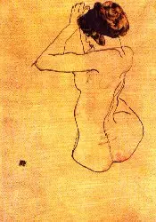 Desnudo sentado con una cinta azul