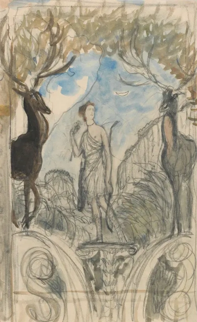 Diana y Acteon. Esbozo de la pintura del comedor de la casa Nosov en Moscú.
