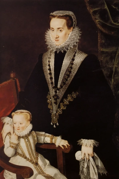 Doña María Manrique de Lara con su hija.