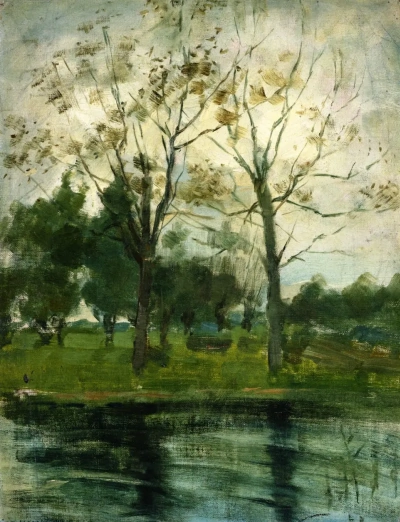 Dos arboles junto al rio.