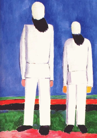 Dos hombres en un fondo azul.