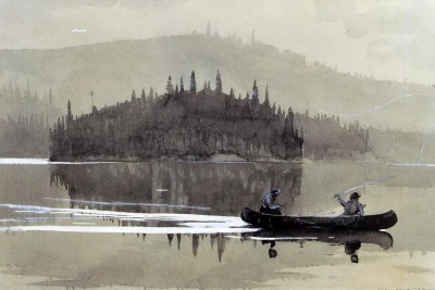 Dos hombres en una canoa