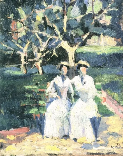 Dos mujeres en el jardín
