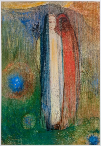 Dos mujeres en el paisaje (tres colores)
