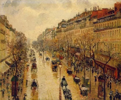 El Boulevard Montmartre. Después del almuerzo bajo la lluvia.