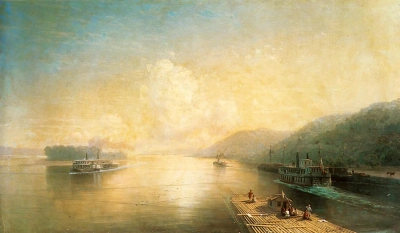 El Volga cerca de las montañas Zhiguli