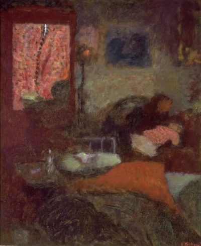 El interior de la habitación con la madre y el hijo.