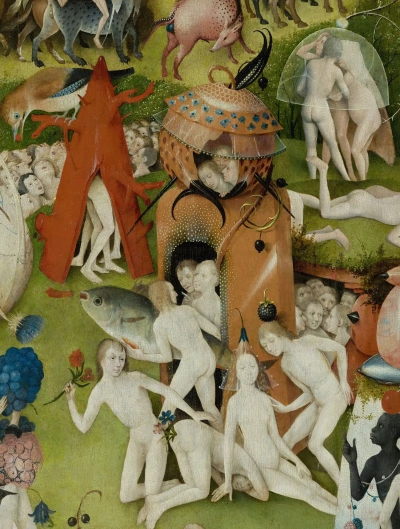 El jardín de las delicias terrenales. La parte central. Fragmento.