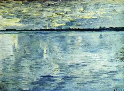 El lago. El anochecer.